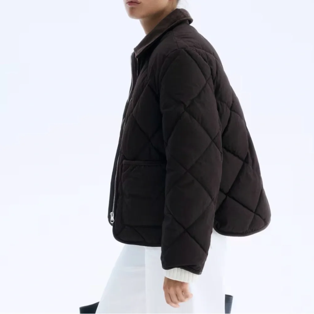 H&M Dark Brown Quilted Jacket - Picture 2 of 7